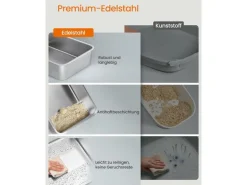 Feandrea Katzentoilette Edelstahl XL 61 x 41 x 36.5 cm