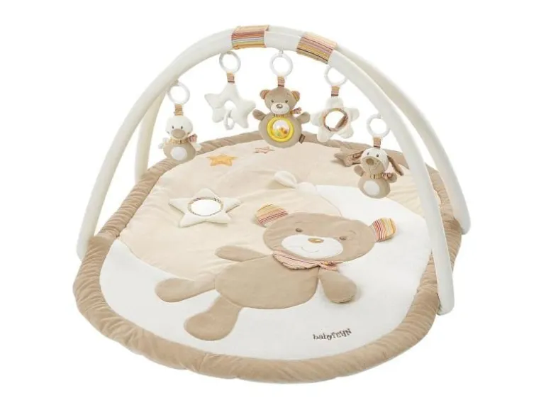 fehn Krabbeldecke mit Spielbogen Bär Rainbow