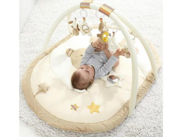fehn Krabbeldecke mit Spielbogen Bär Rainbow