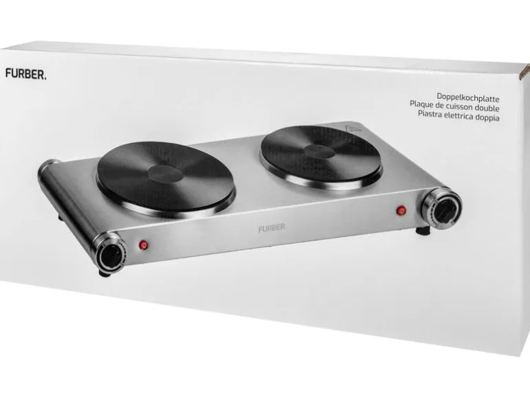 FURBER Doppelkochplatte Silber, 1500 W / 1000 W