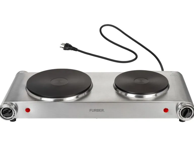 FURBER Doppelkochplatte Silber, 1500 W / 1000 W