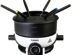 FURBER Fondue-Set Alpy 9 Teile, Schwarz/Weiss