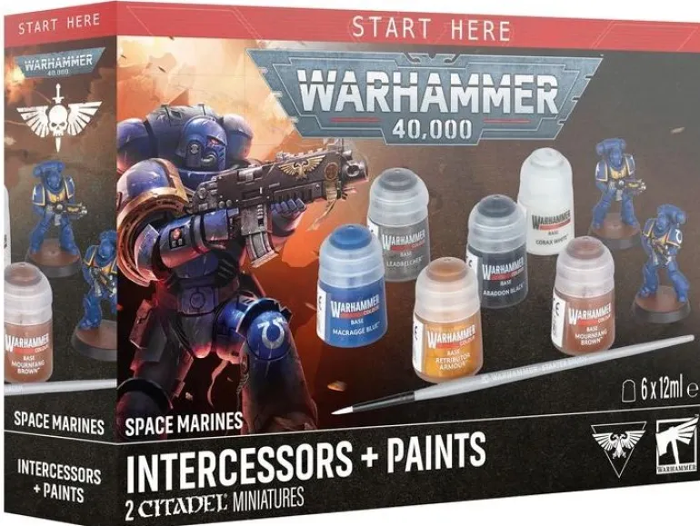 Games Workshop Warhammer 40k Space Marines + Paints