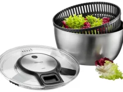 GEFU Salatschleuder Speed Wing 27 cm, Schwarz/Silber matt
