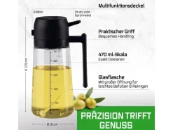 GOURMETmaxx Öl Spender 470 ml, Schwarz/Transparent
