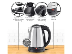 GOURMETmaxx Wasserkocher 1.8 l, Schwarz/Silber