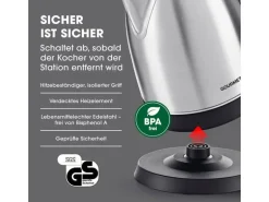 GOURMETmaxx Wasserkocher 1.8 l, Schwarz/Silber