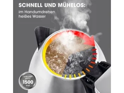 GOURMETmaxx Wasserkocher 1.8 l, Schwarz/Silber