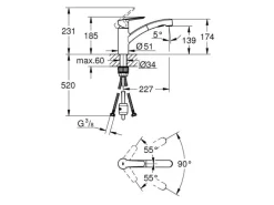 GROHE Küchenarmatur Start 1/2″, Chrom, herausziehbar