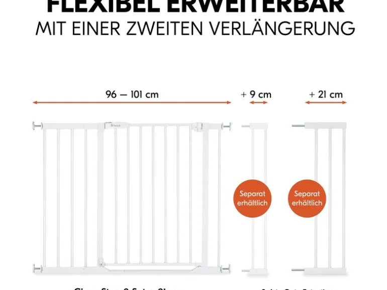 Hauck Türschutzgitter Clear Step 2 +21 cm Weiss