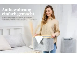 Hennez Wäschekorb  Laura 40 l, Anthrazit/Nature