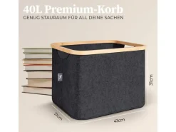 Hennez Wäschekorb  Laura 40 l, Anthrazit/Nature