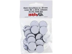 HobbyFun Klettverschluss 2 cm Rund Schwarz 20 Stück