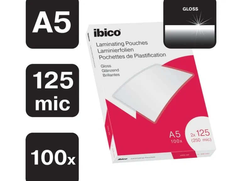 Ibico Laminierfolie Ibico A5, 125 µm, 100 Stück, Wasserabweisend
