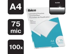 Ibico Laminierfolie Ibico A4, 75 µm, 100 Stück, Wassserabweisend