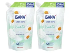 Isana Flüssigseife Sensitiv Nachfüllbeutel 2 x 850 ml