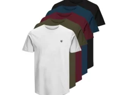 JACK&JONES Brody T-shirt Weiss / Navy Blazer Grösse M, 5 Stück