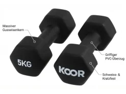 KOOR Kurzhantel-Set 5 kg, Schwarz