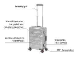 KOOR Reisekoffer Aluminium 40 L, Silber