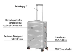 KOOR Reisekoffer Aluminium 63 L, Silber