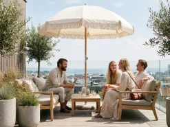 KOOR Sonnenschirm Boho Off-White, 180 cm
