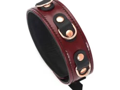 LiebeSeelen Halsfessel mit Leine Wine Red