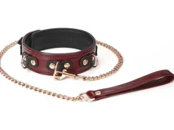 LiebeSeelen Halsfessel mit Leine Wine Red