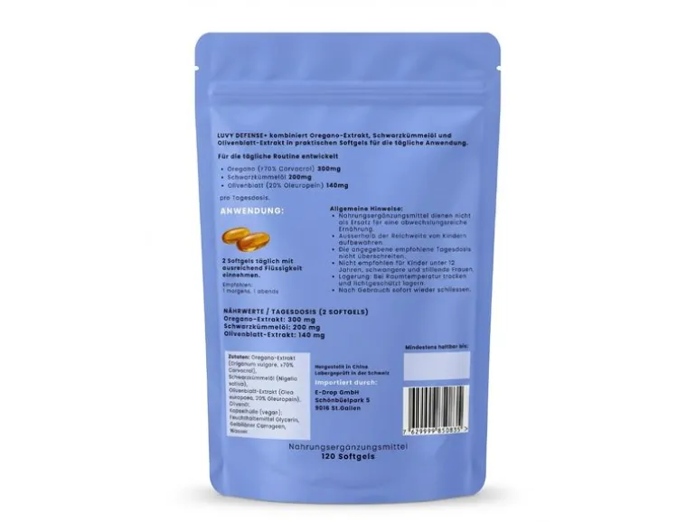 luvy Oregano und Schwarzkümmel Softgels 120 Stück