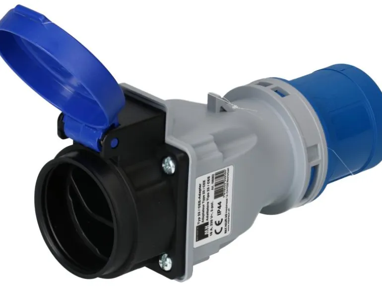maxCAMP Adapterstecker CEE16/3 - T23, Blau/Grau