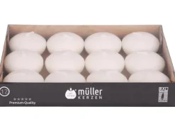 müller Kerzen Schwimmkerze 3 x 4.5 cm, Crème, 12 Stück