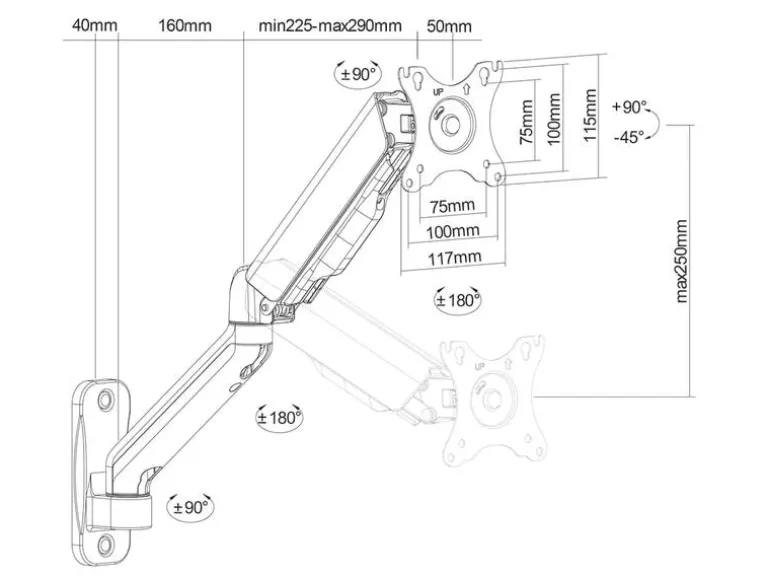 NEOMOUNTS Wandhalterung WL70-450BL11 Schwarz