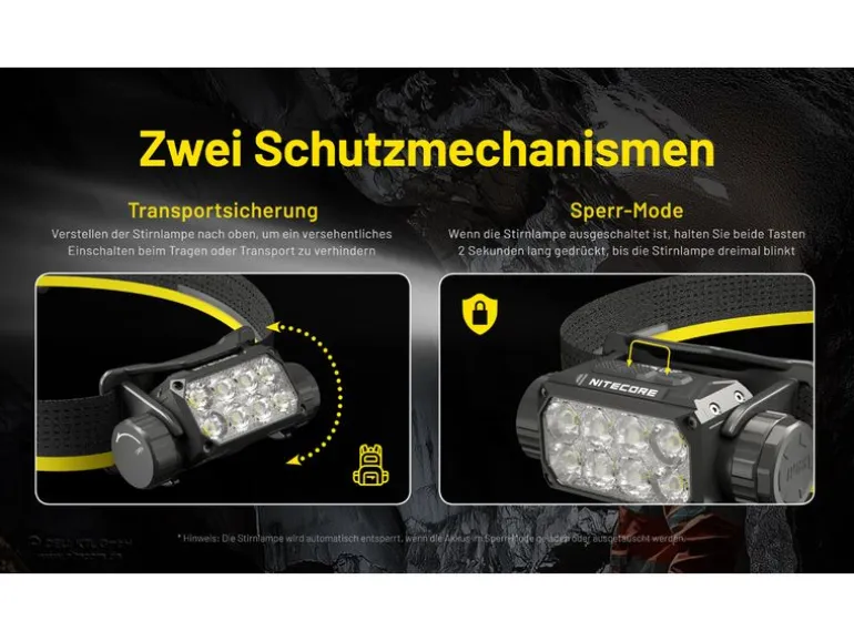 Nitecore Stirnlampe HC75UHE 3000 lm Schwarz/Gelb