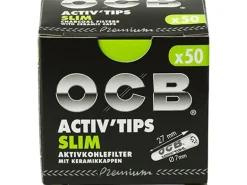 OCB Zigarettenfilter Premium Slim Activ Charcoal Tips 50 Stk.