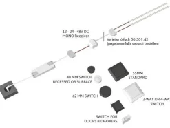 OK-LINE Türkontaktschalter Piezo, Schwarz, 12/24 V