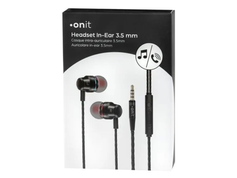 onit In-Ear-Kopfhörer 3,5 mm Klinke (Klinkenstecker) Schwarz