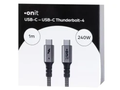 onit Thunderbolt 4-Kabel 240 W, USB-C - USB-C, 1 m, Schwarz/Grau