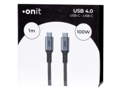 onit USB4-Kabel Pro 100 W, USB-C - USB-C, 1 m, Schwarz/Grau