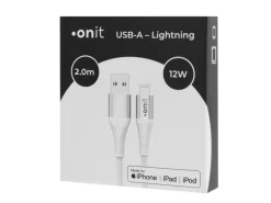 onit USB 2.0-Kabel 12 W, MFi, USB-A - Lightning, 2 m, Weiss