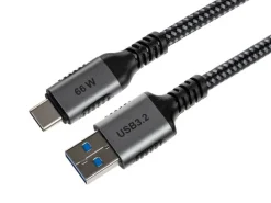 onit USB 3.1-Kabel 66 W, USB-A - USB-C, 2 m, Schwarz/Grau