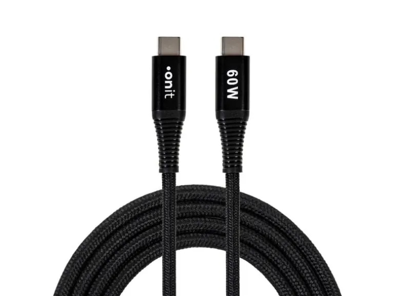 onit USB 3.0-Kabel 60 W, USB-C - USB-C, 0.3 m, Schwarz