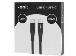 onit USB 3.0-Kabel 60 W, USB-C - USB-C, 1 m, Schwarz