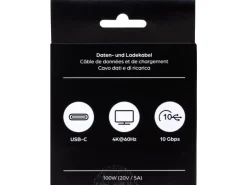 onit USB 3.1-Kabel 100 W, USB-C - USB-C, 1 m, Schwarz/Grau