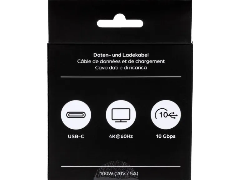 onit USB 3.1-Kabel 100 W, USB-C - USB-C, 0.5 m, Schwarz/Grau