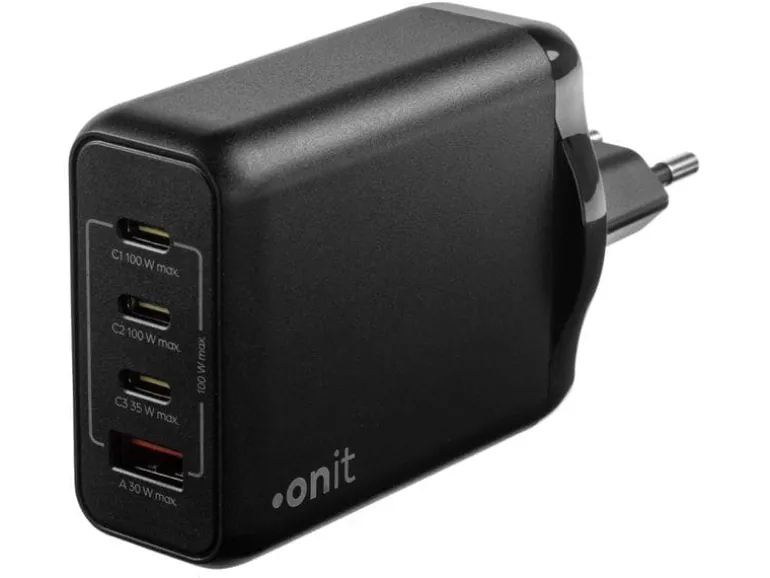 onit USB-Wandladegerät Quad 3C1A 100 W GaN Schwarz