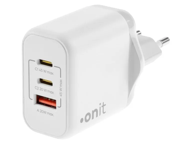 onit USB-Wandladegerät Triple 2C1A 45 W GaN Weiss