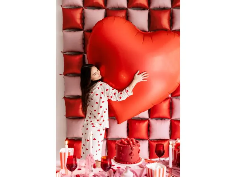 Partydeco Folienballon Herz, Rot, 136 x 129 cm, 1 Stück