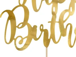 Partydeco Kuchen-Topper Happy Birthday 1 Stück, Gold