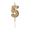 Partydeco PartyDeco Geburtstagskerze Ziffer 5 Gold 1 Stück