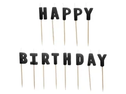 Partydeco PartyDeco Geburtstagskerzen Happy Birthday Schwarz 13 Stück