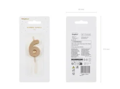 Partydeco PartyDeco Geburtstagskerze Ziffer 6 Gold 1 Stück